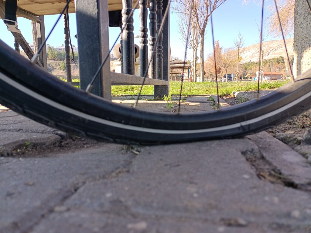 Ufak bir bitki dikeni ön tekeri patlattı